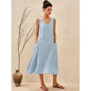 Lintico Swing Dress Womens XL NWOT 100% Linen Beachy Coastal Lagenlook Lagom